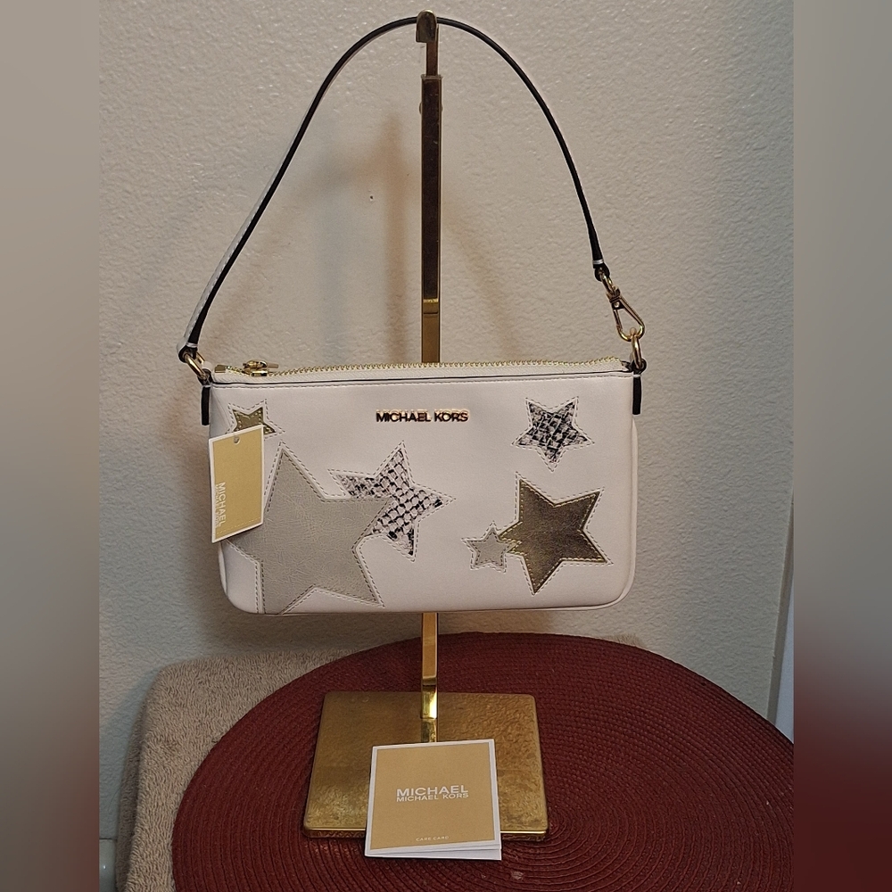 Michael Kors White Star-Patterned Clutch